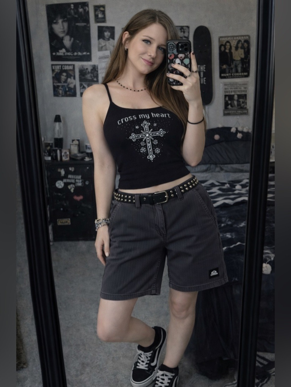 Quiksilver Pinstripe Shorts 26 Gray Skater Y2K Low Rise Grunge